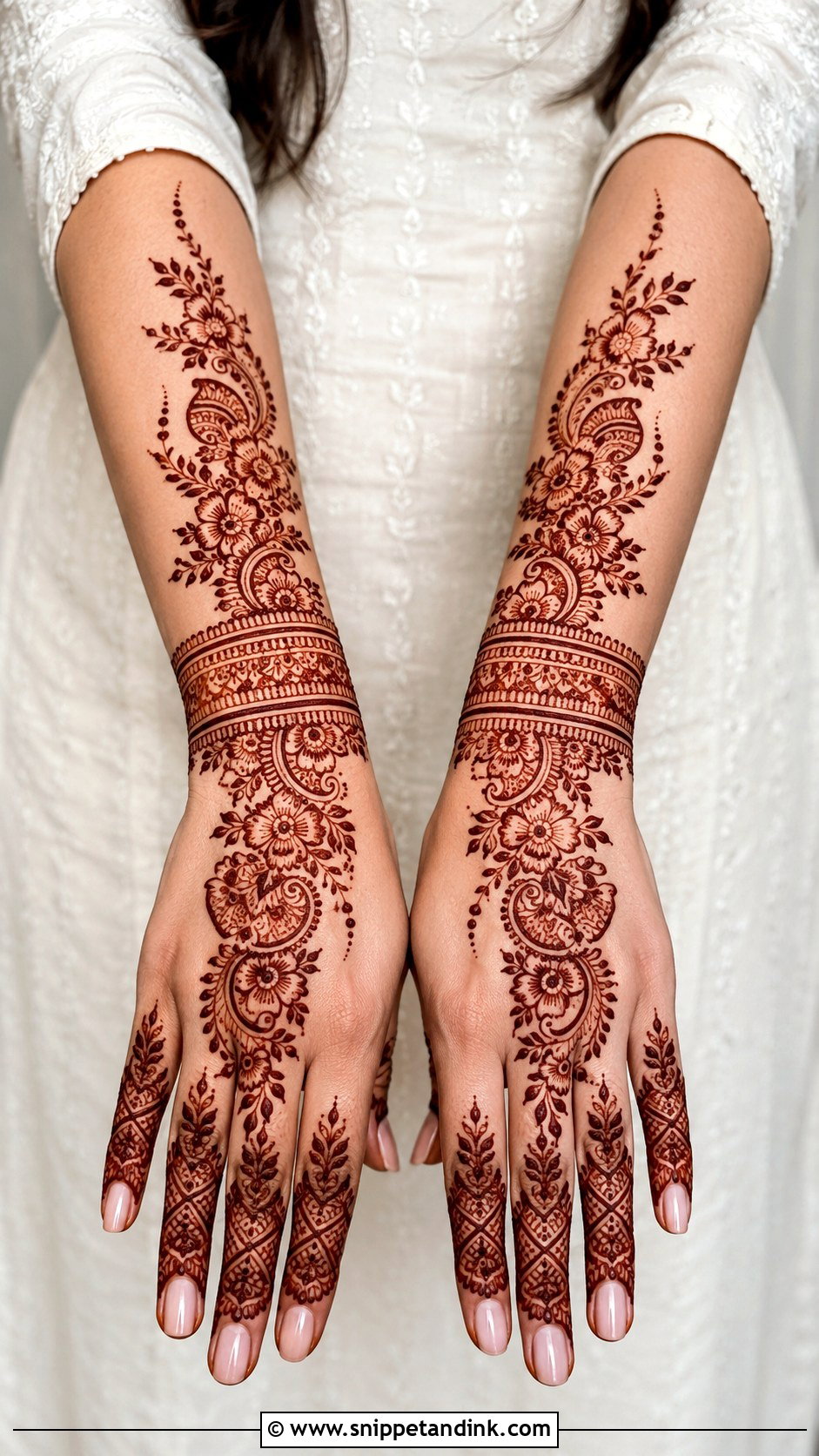 Wrist To Forearm Engagement Mehndi Design - Snippet and Ink - 35 Engagement Mehndi Designs