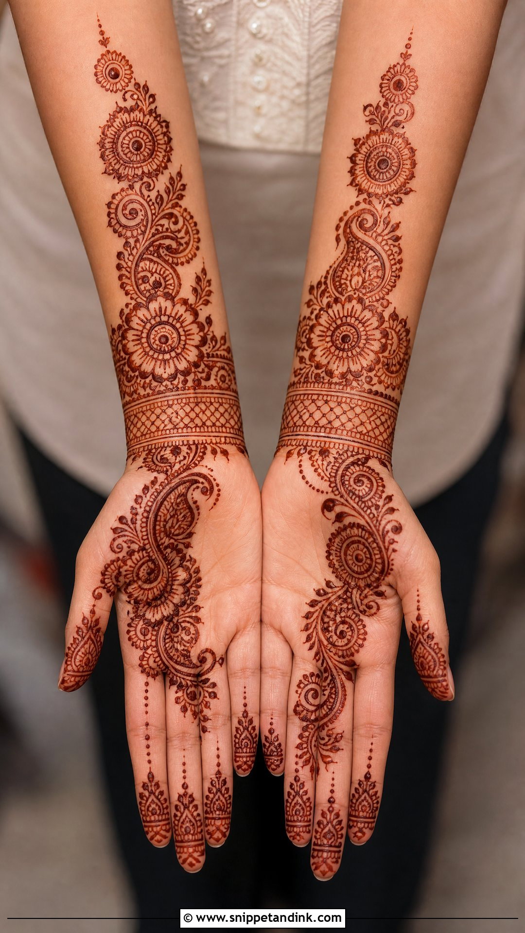 Wrist To Forearm Engagement Mehndi - Snippet and Ink - 20 Simple Engagement Mehndi Ideas
