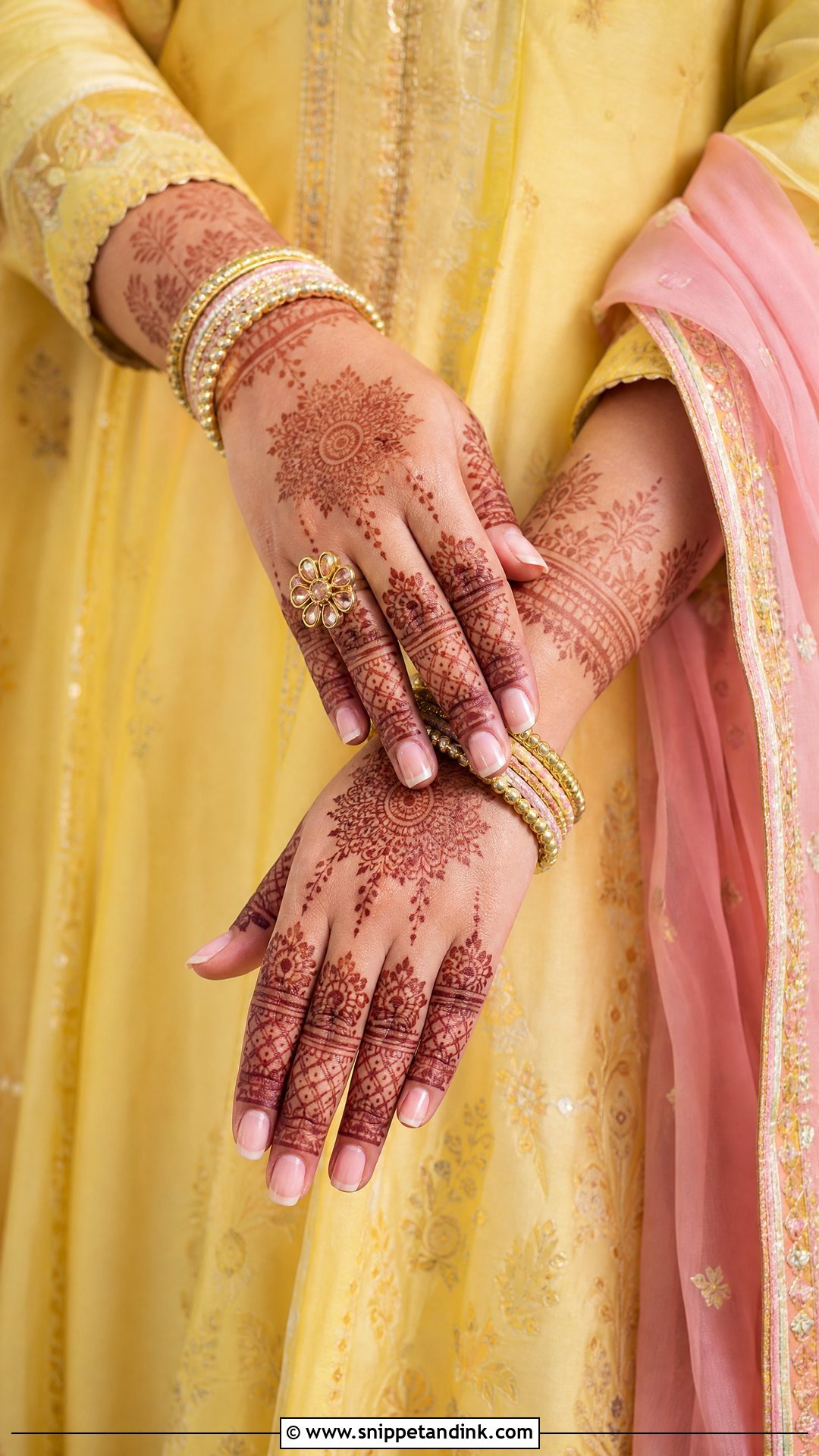 Yellow Anarkali With Pink Dupatta - Snippet and Ink - 20 Yellow and Pink Haldi Outfit Ideas