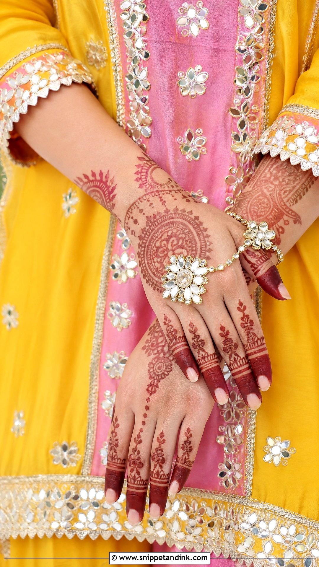 Yellow And Pink Mirror Work Outfit - Snippet and Ink - 20 Yellow and Pink Haldi Outfit Ideas