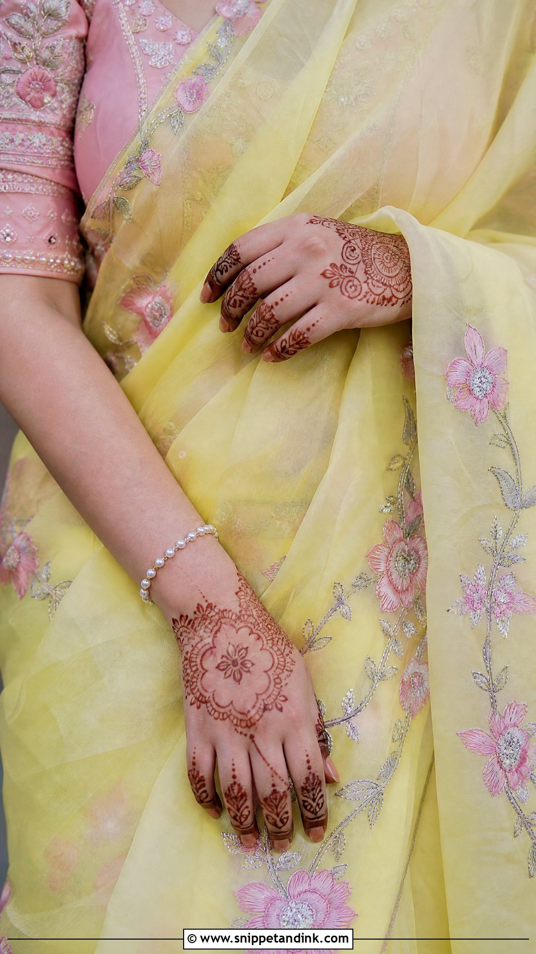 Yellow And Pink Organza Saree - Snippet and Ink - 20 Yellow and Pink Haldi Outfit Ideas
