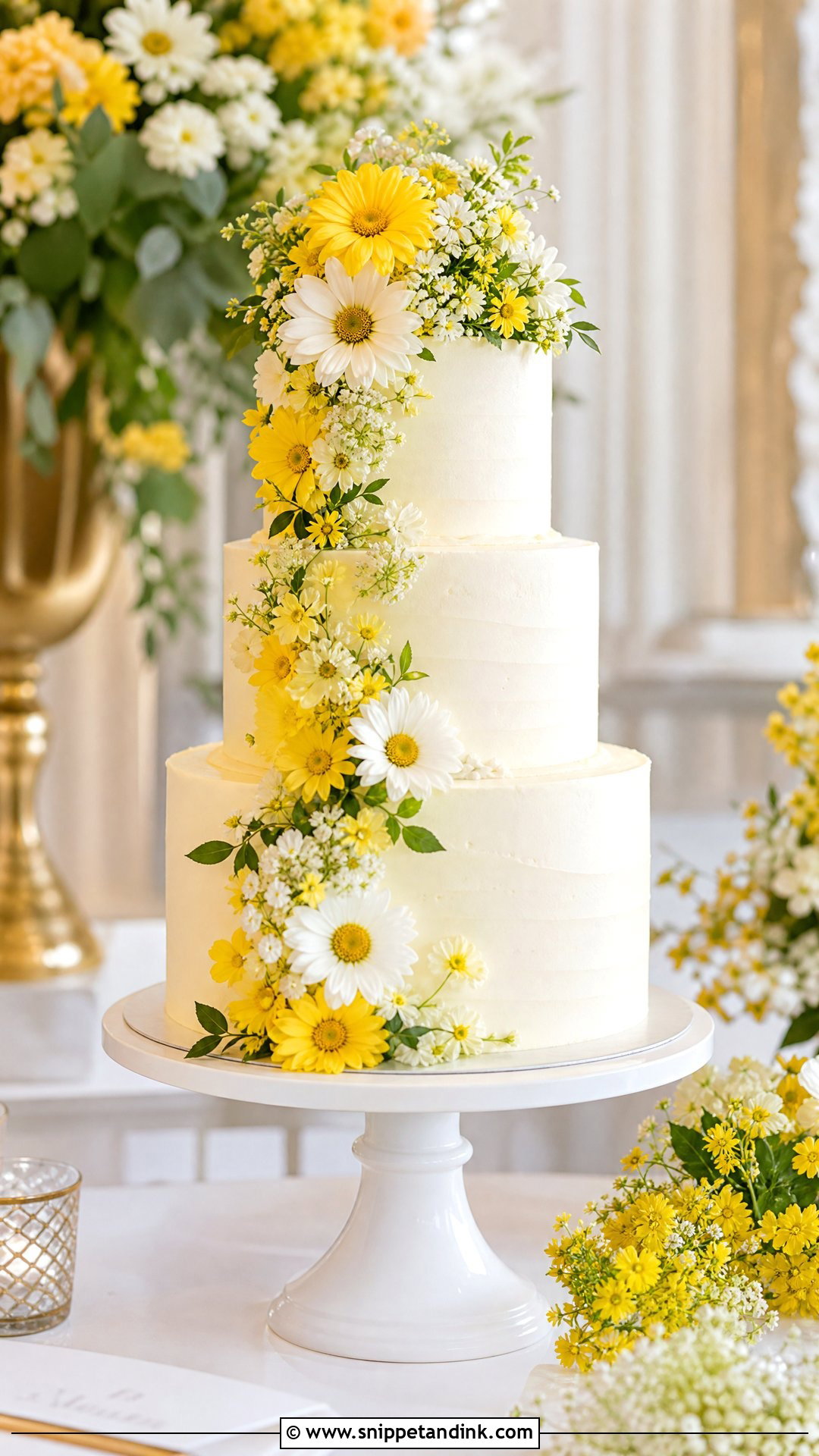 Yellow Daisy Wedding Cake - Snippet and Ink - 25 Daisy Themed Cake Ideas for Wedding