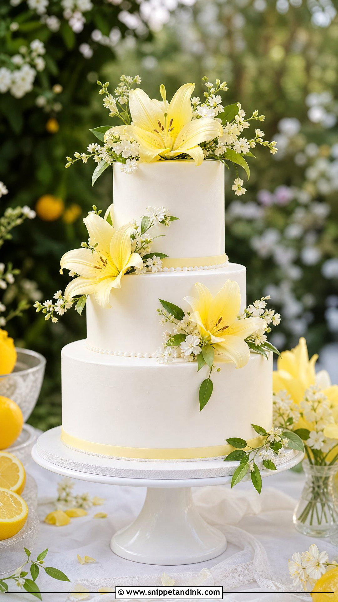 Yellow Lily Wedding Cake - Snippet and Ink - 25 Lily Flower Cake Ideas for Wedding