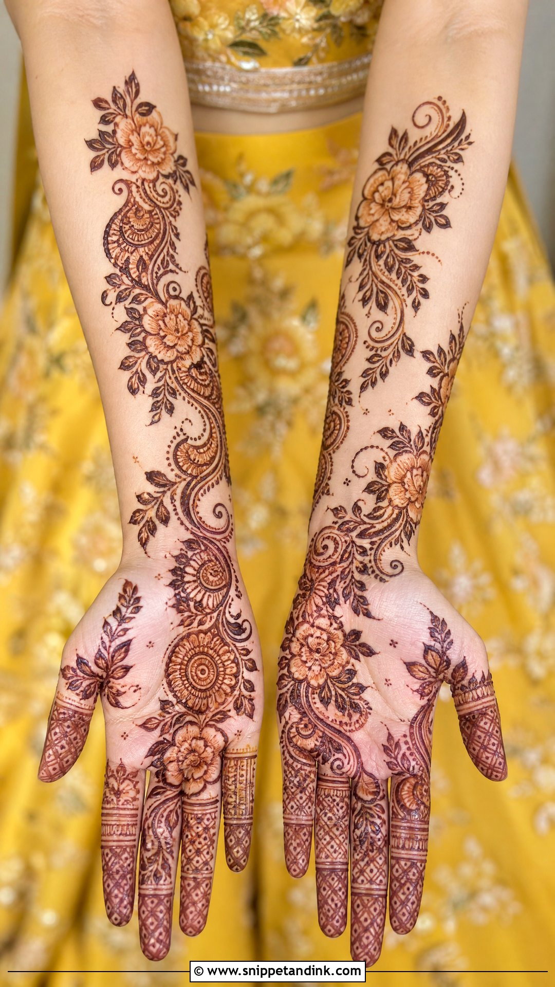 Yellow Mehndi Lehnga Design - Snippet and Ink - 25 Mehndi Lehnga Designs