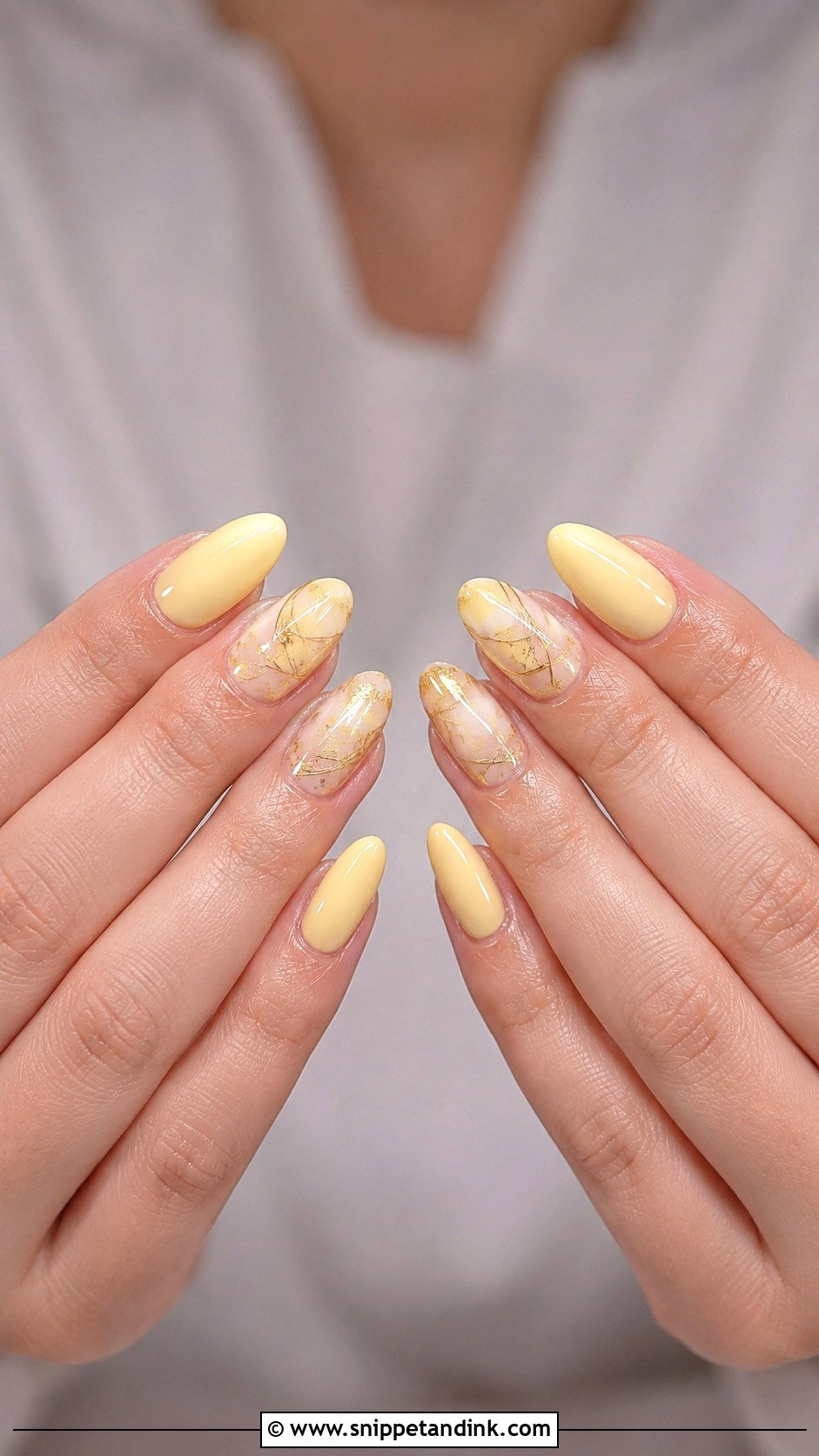 Yellow Wedding Nails With Gold Accent - Snippet and Ink - 20 Yellow Wedding Nails