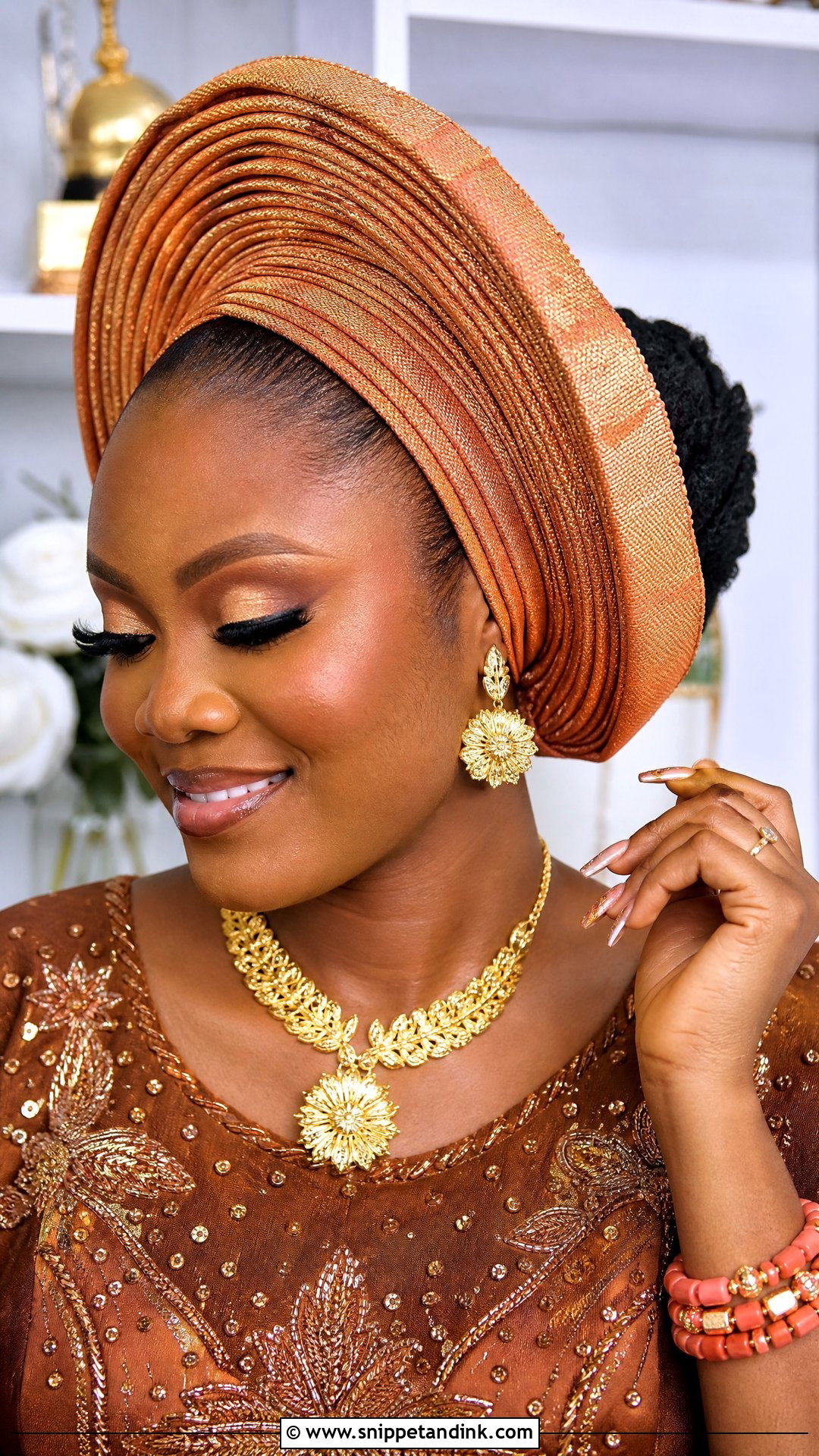 Yoruba Gele With Packed Updo - Snippet and Ink - 20 Nigerian Bridal Hairstyles