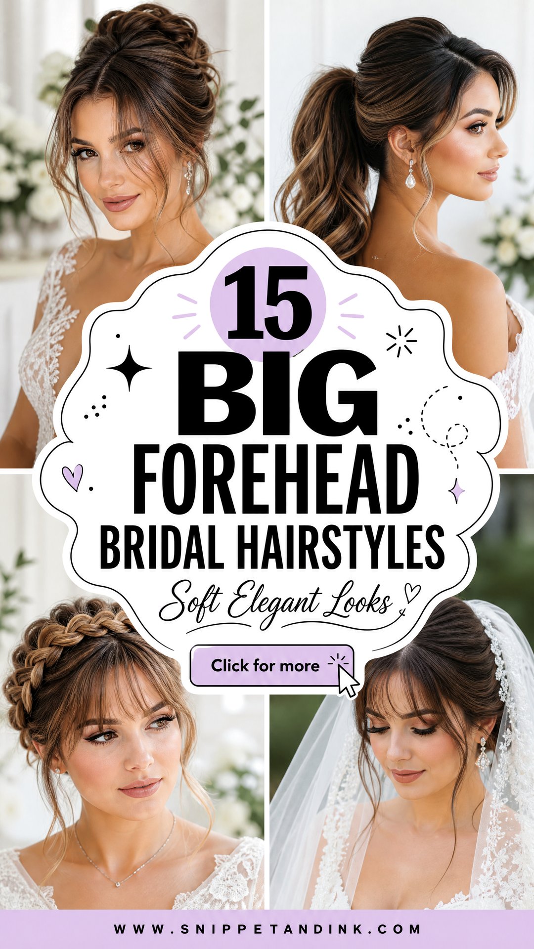 15 Big Forehead Bridal Hairstyles for Soft Elegant Looks - 15 Big Forehead Bridal Hairstyles for Soft, Elegant Looks
