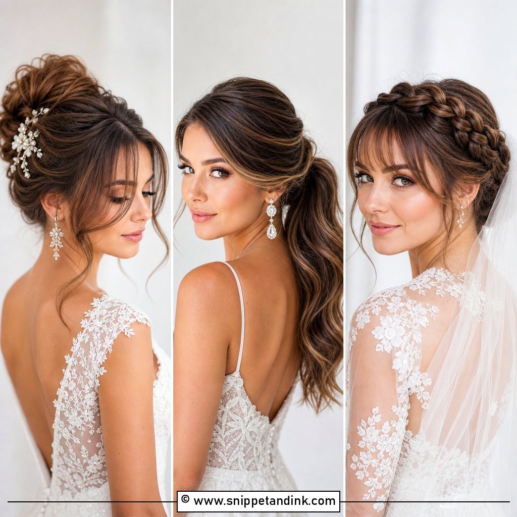 15 Big Forehead Bridal Hairstyles for Soft Elegant Looks