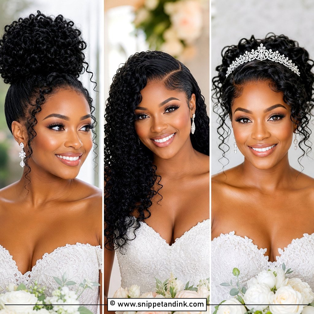 15 Black Curly Wedding Hairstyles for Romantic Bridal Glam