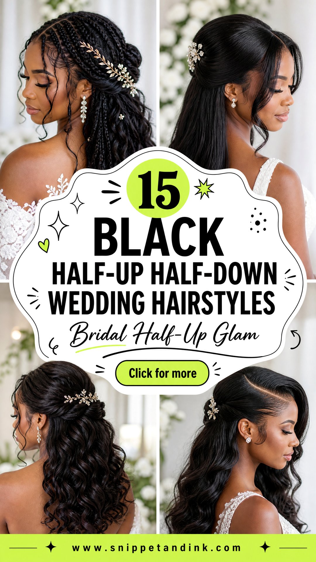15 Black Half-Up Half-Down Wedding Hairstyles for Brides - 15 Black Half-Up Half-Down Wedding Hairstyles for Brides