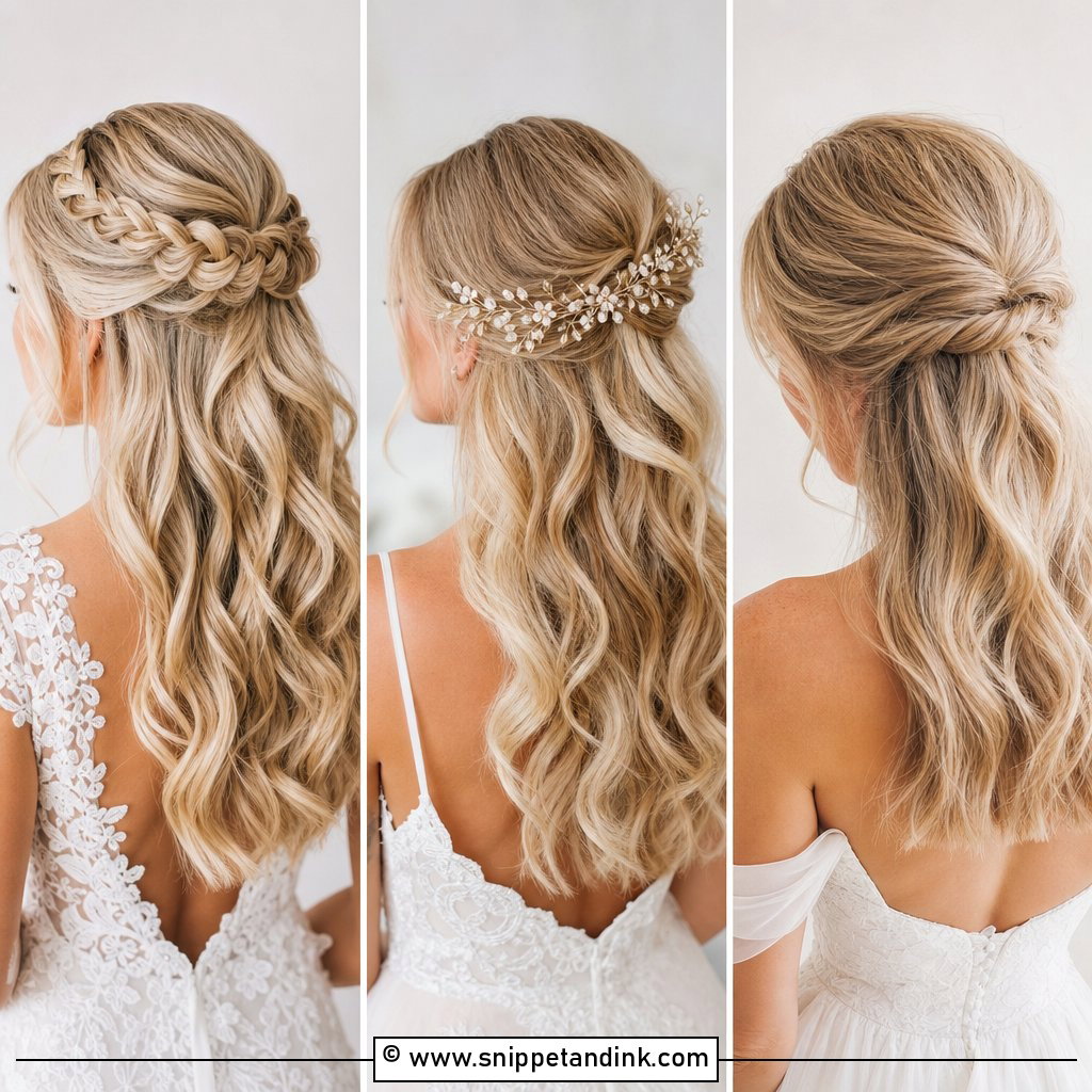 15 Blonde Half-Up Bridal Hair Ideas For Soft Wedding Glam