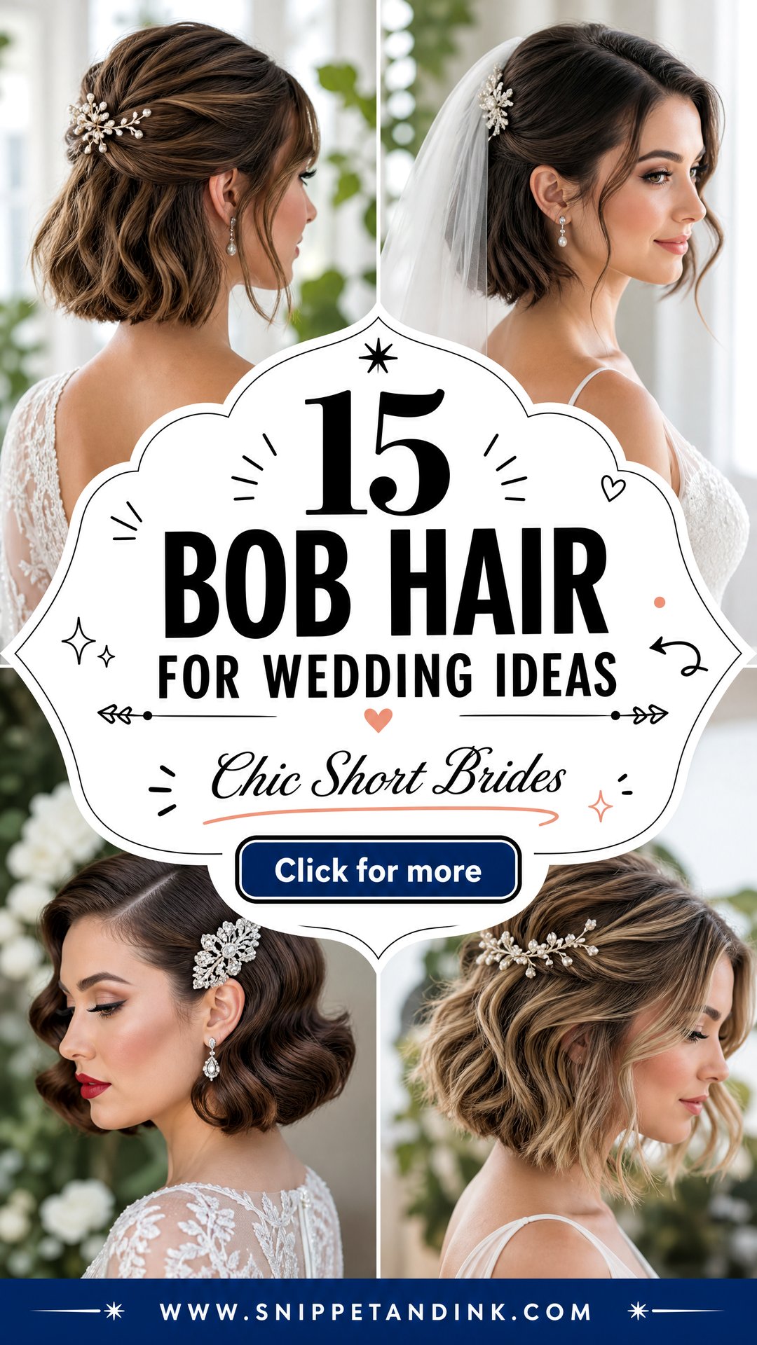 15 Bob Hair for Wedding Ideas For Chic Short-Haired Brides - 15 Bob Hair for Wedding Ideas For Chic Short-Haired Brides