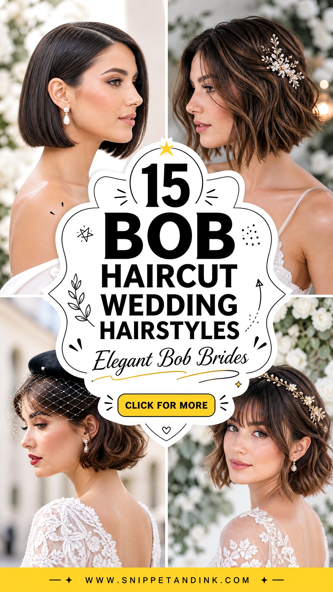 15 Bob Haircut Wedding Hairstyles For Elegant Brides - 15 Bob Haircut Wedding Hairstyles For Elegant Brides