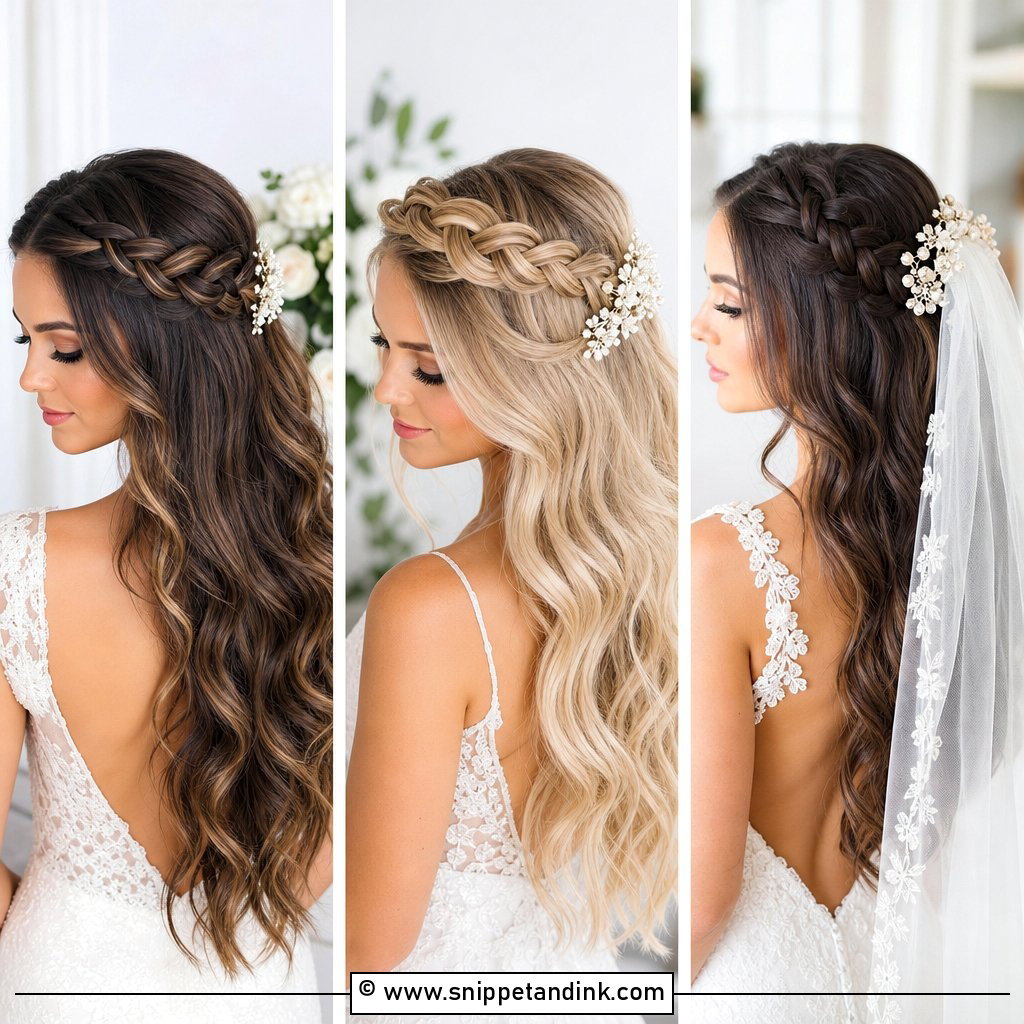 15 Bridal Hair Down with Braid Ideas for Soft Romance