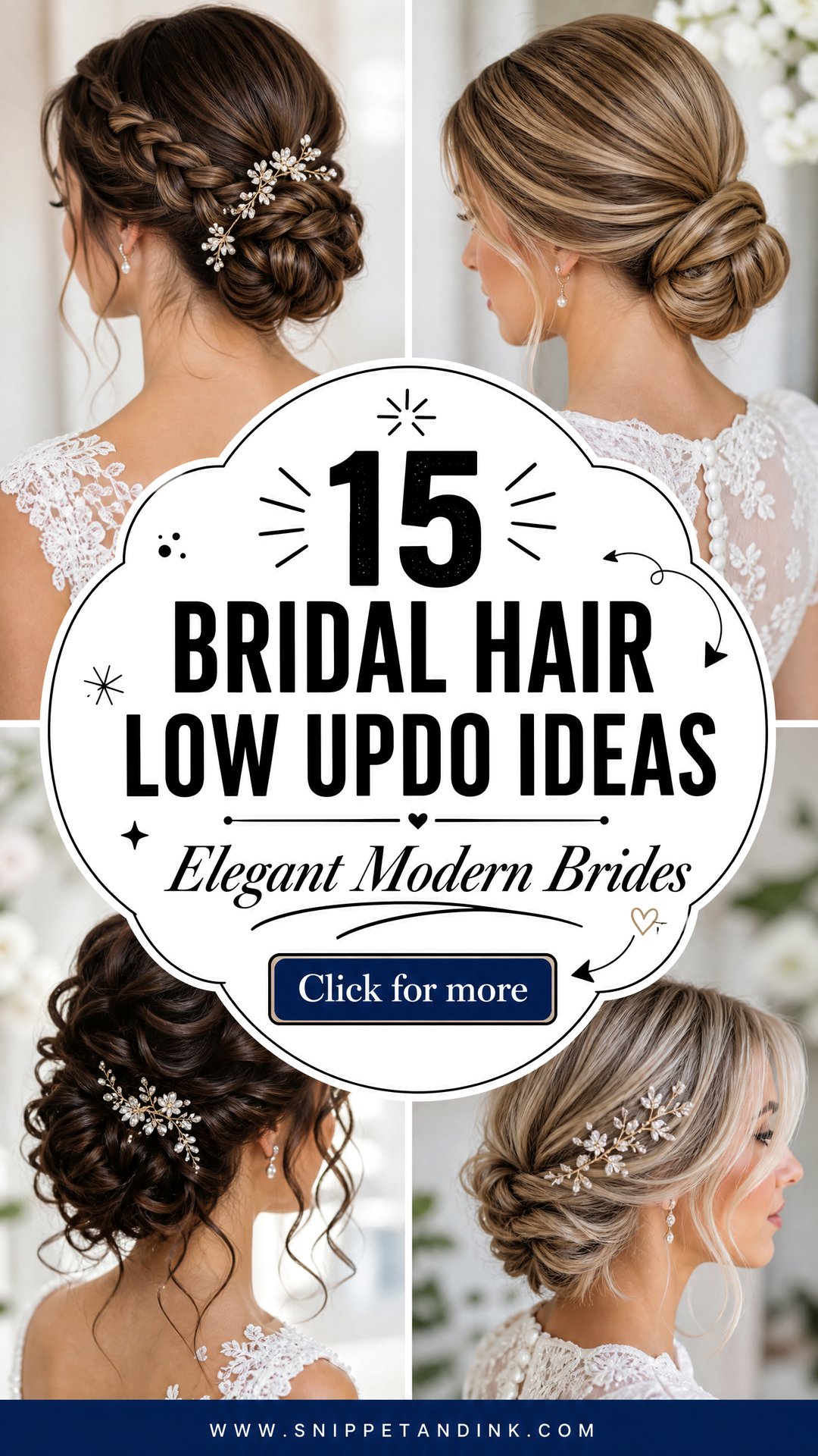 15 Bridal Hair Low Updo Ideas for Elegant Modern Brides - 15 Bridal Hair Low Updo Ideas for Elegant Modern Brides
