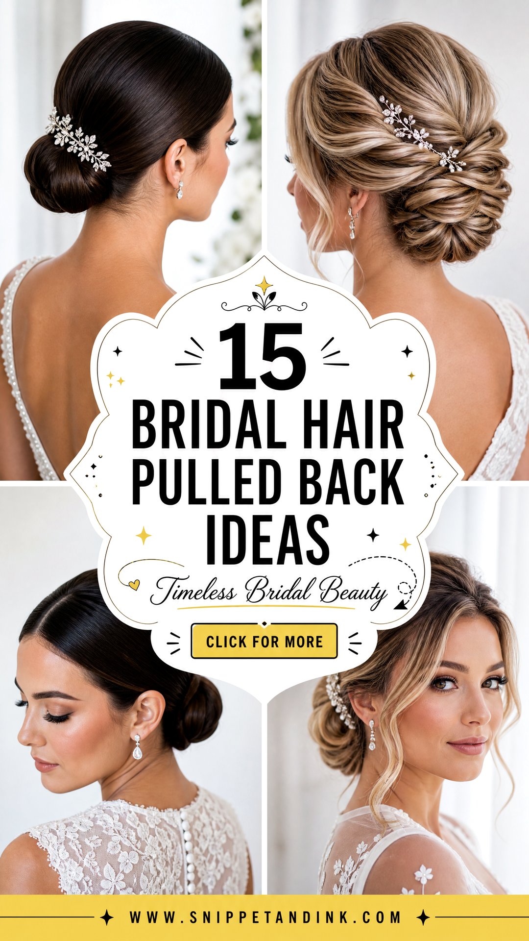 15 Bridal Hair Pulled Back Ideas for Timeless Brides - 15 Bridal Hair Pulled Back Ideas for Timeless Brides