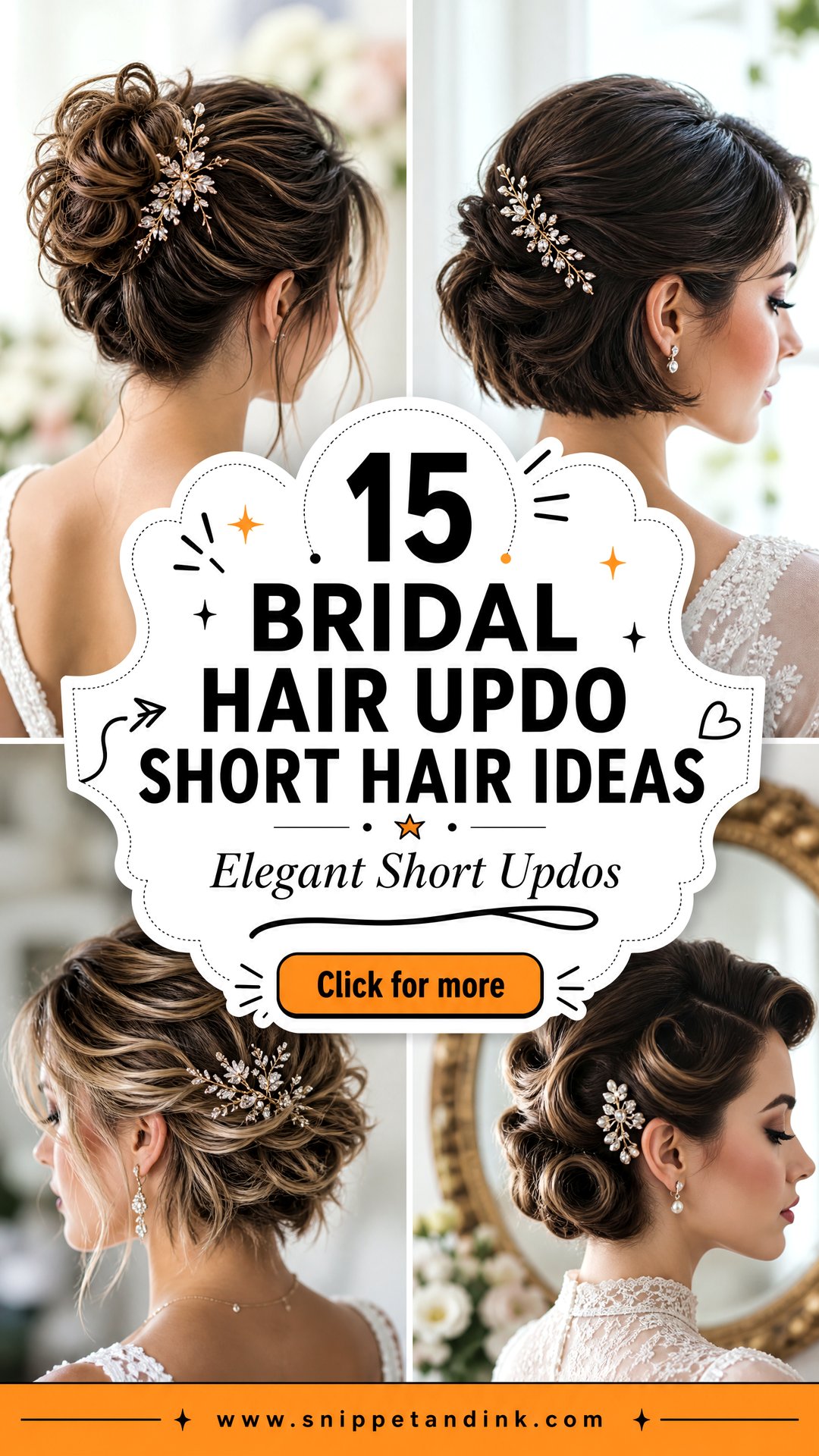 15 Bridal Hair Updo Short Hair Ideas for Elegant Brides - 15 Bridal Hair Updo Short Hair Ideas for Elegant Brides
