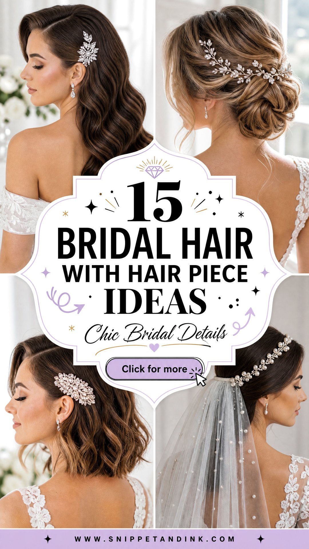 15 Bridal Hair with Hair Piece Ideas for Chic Brides Today - 15 Bridal Hair with Hair Piece Ideas for Chic Brides Today
