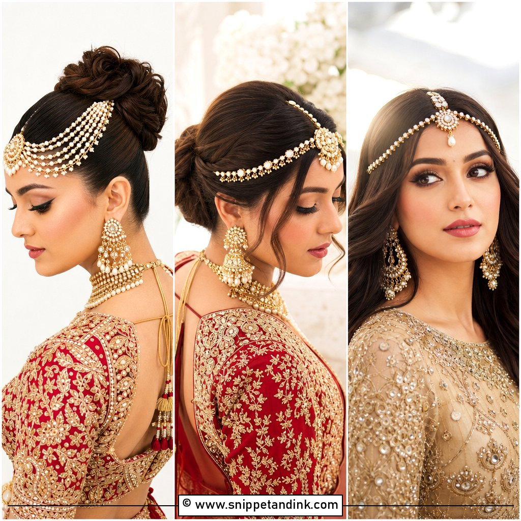 15 Bridal Hairstyles with Matha Patti for Royal Brides