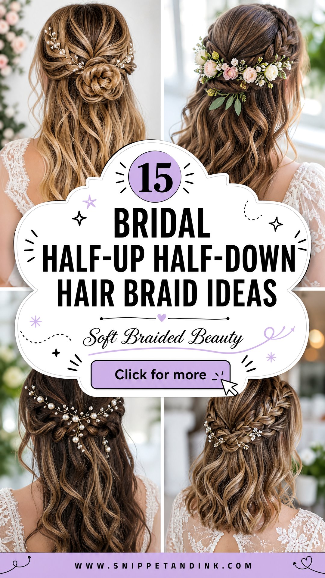 15 Bridal Half-Up Half-Down Hair Braid Ideas for Brides - 15 Bridal Half-Up Half-Down Hair Braid Ideas for Brides