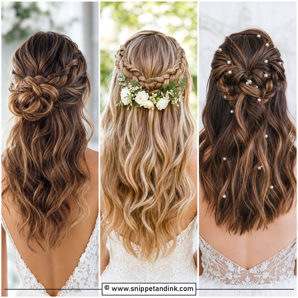 15 Bridal Half-Up Half-Down Hair Braid Ideas for Brides