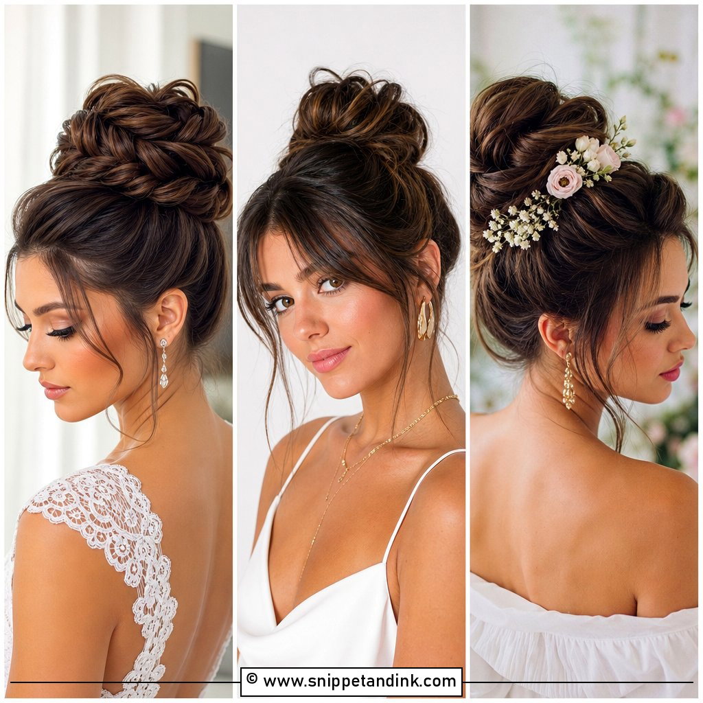 15 Bridal High Bun Hairstyles for Elegant Wedding Looks