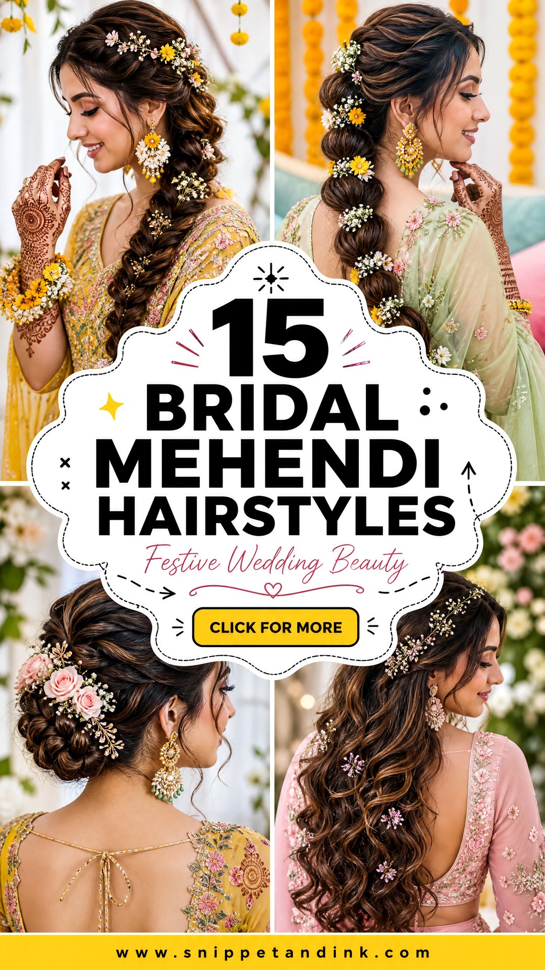 15 Bridal Mehendi Hairstyles for Festive Wedding Beauty - 15 Bridal Mehendi Hairstyles for Festive Wedding Beauty
