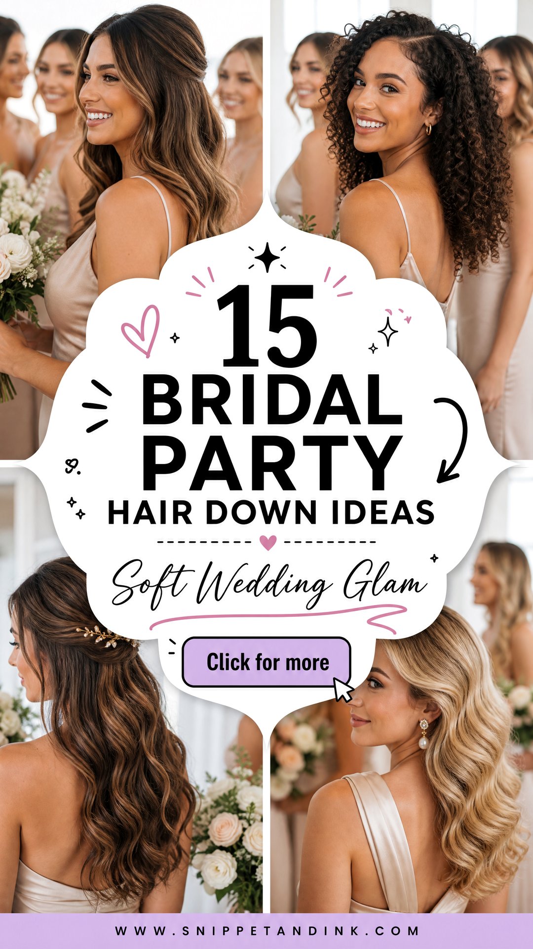 15 Bridal Party Hair Down Ideas for Soft Wedding Glam - 15 Bridal Party Hair Down Ideas for Soft Wedding Glam