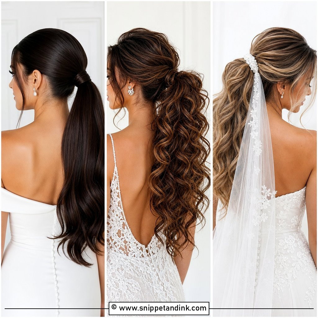 15 Bridal Pony Hairstyles for Sleek Wedding Glamour