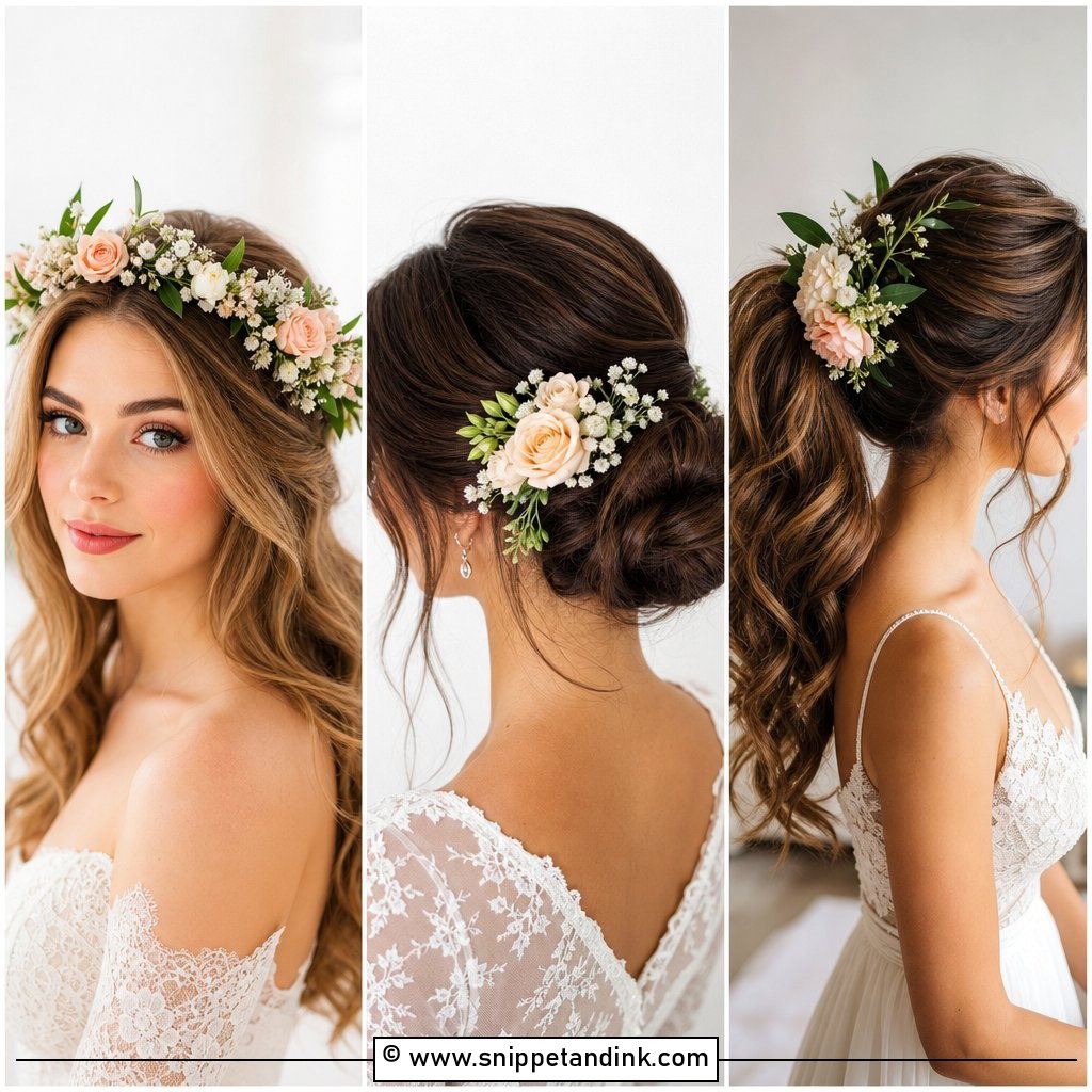 15 Bridal Real Flower Hairstyle Ideas for Fresh Romance