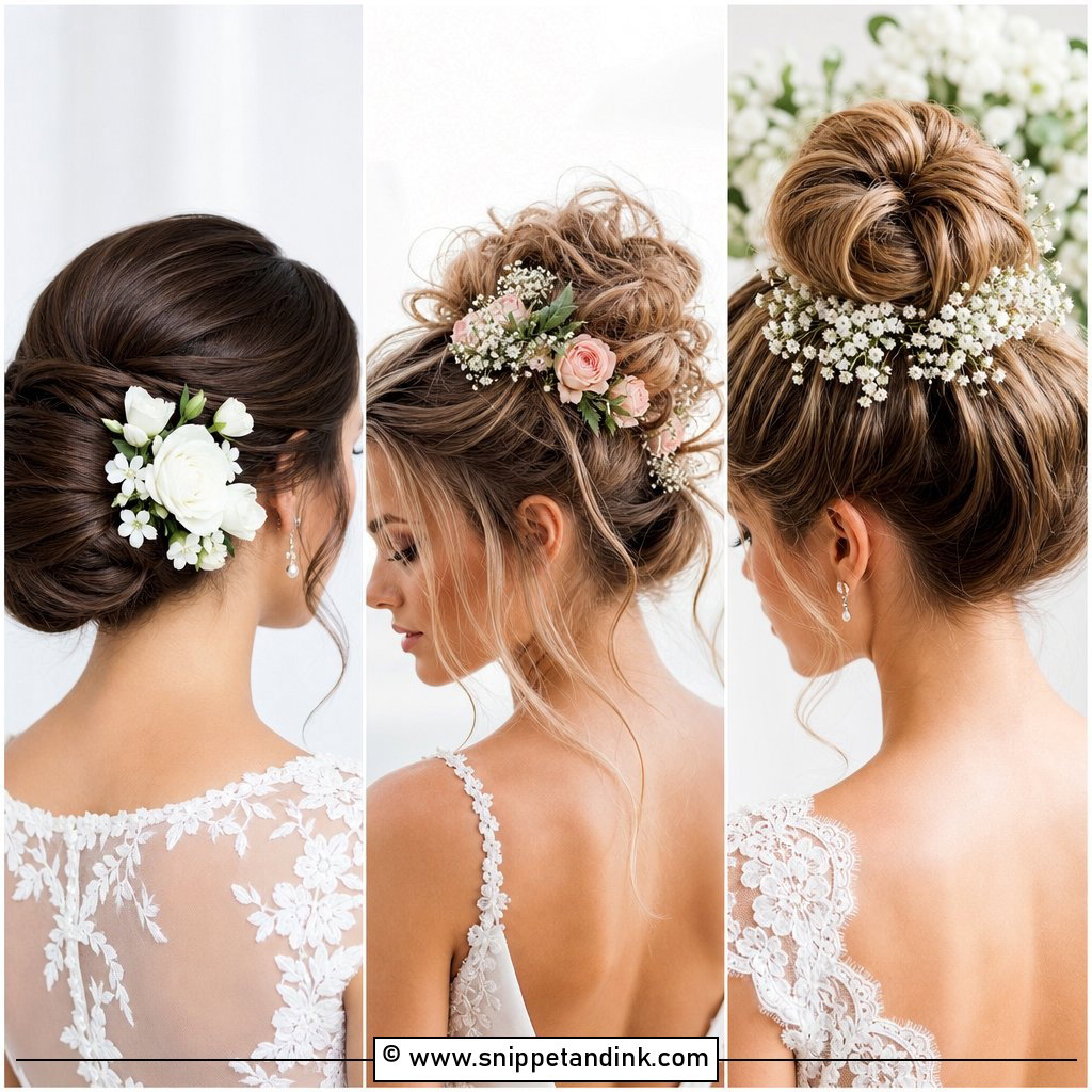 15 Bridal Updo with Flowers Ideas for a Romantic Bridal Style