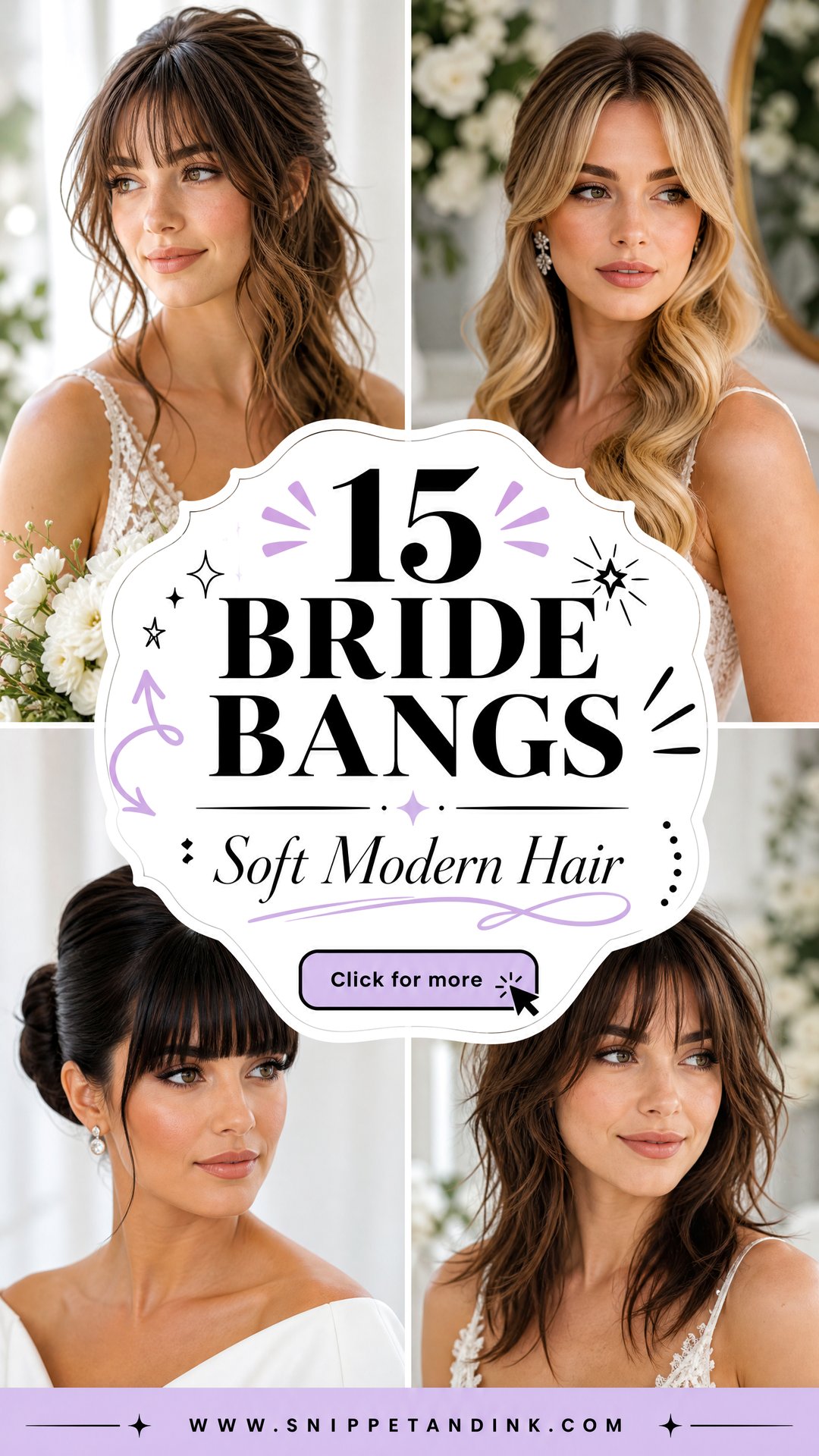 15 Bride Bangs for a Soft Modern Wedding Day Hairstyle - 15 Bride Bangs for a Soft, Modern Wedding Day Hairstyle