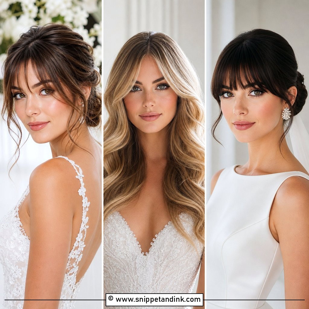 15 Bride Bangs for a Soft Modern Wedding Day Hairstyle