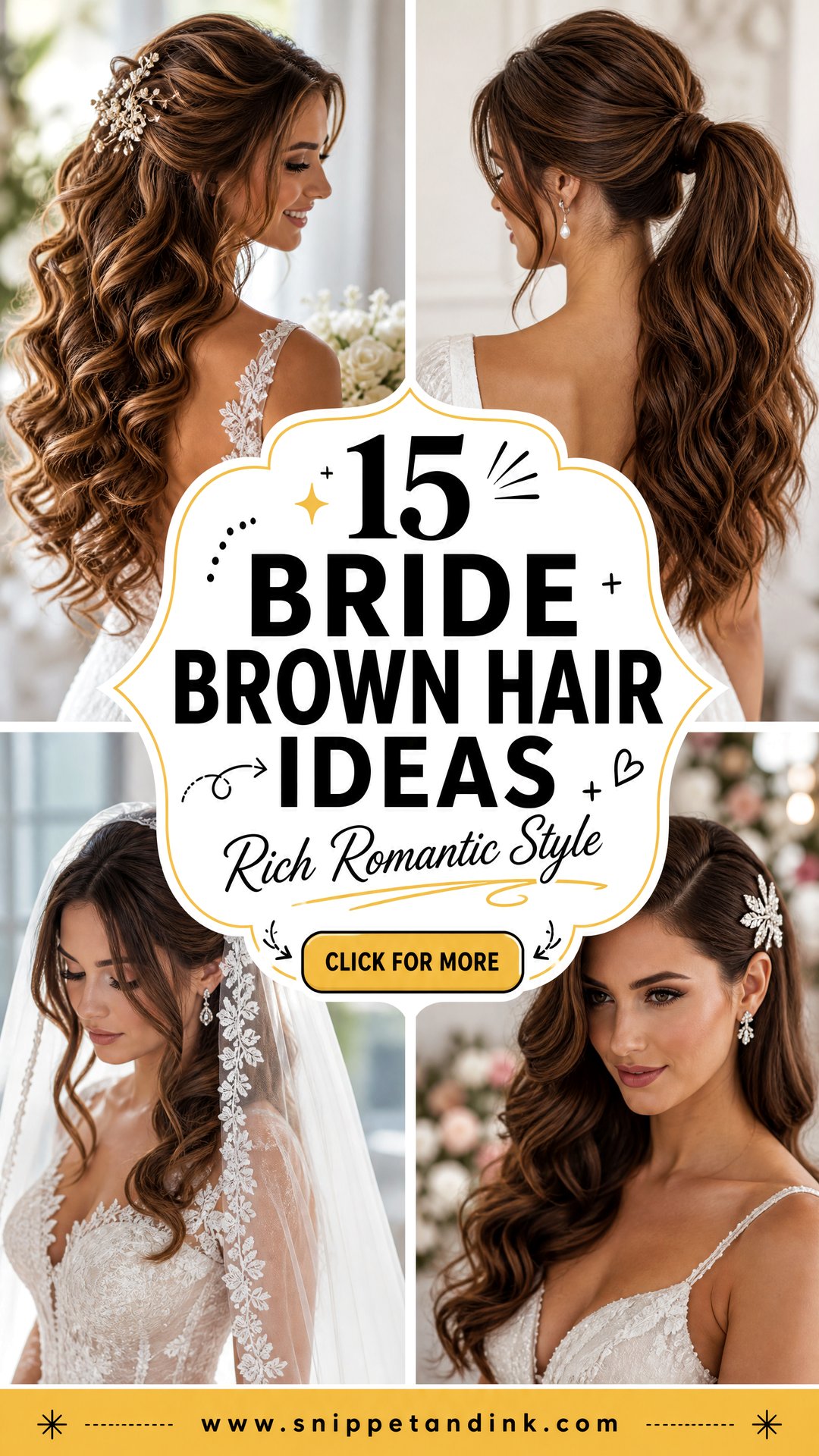 15 Bride Brown Hair Ideas for a Rich Romantic Bridal Look - 15 Bride Brown Hair Ideas for a Rich, Romantic Bridal Look