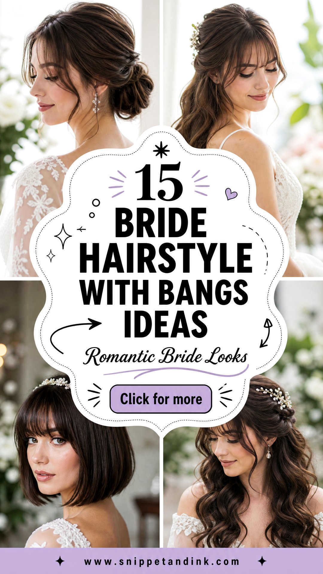 15 Bride Hairstyle with Bangs Ideas for Romantic Brides - 15 Bride Hairstyle with Bangs Ideas for Romantic Brides