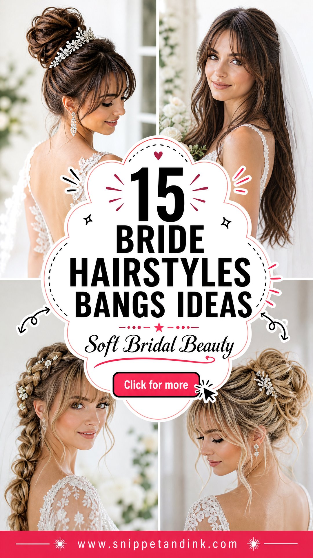 15 Bride Hairstyles Bangs Ideas for Soft Bridal Beauty - 15 Bride Hairstyles Bangs Ideas for Soft Bridal Beauty