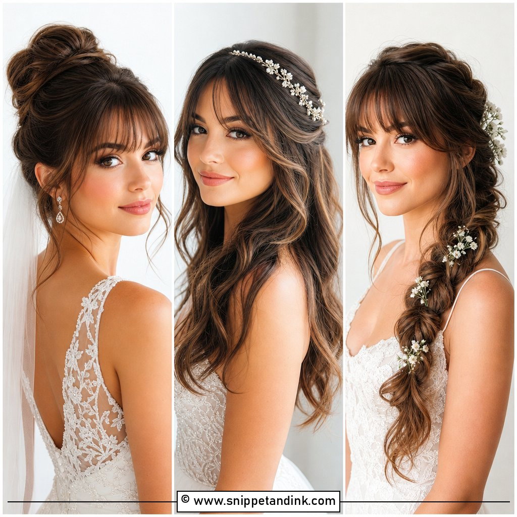 15 Bride Hairstyles Bangs Ideas for Soft Bridal Beauty