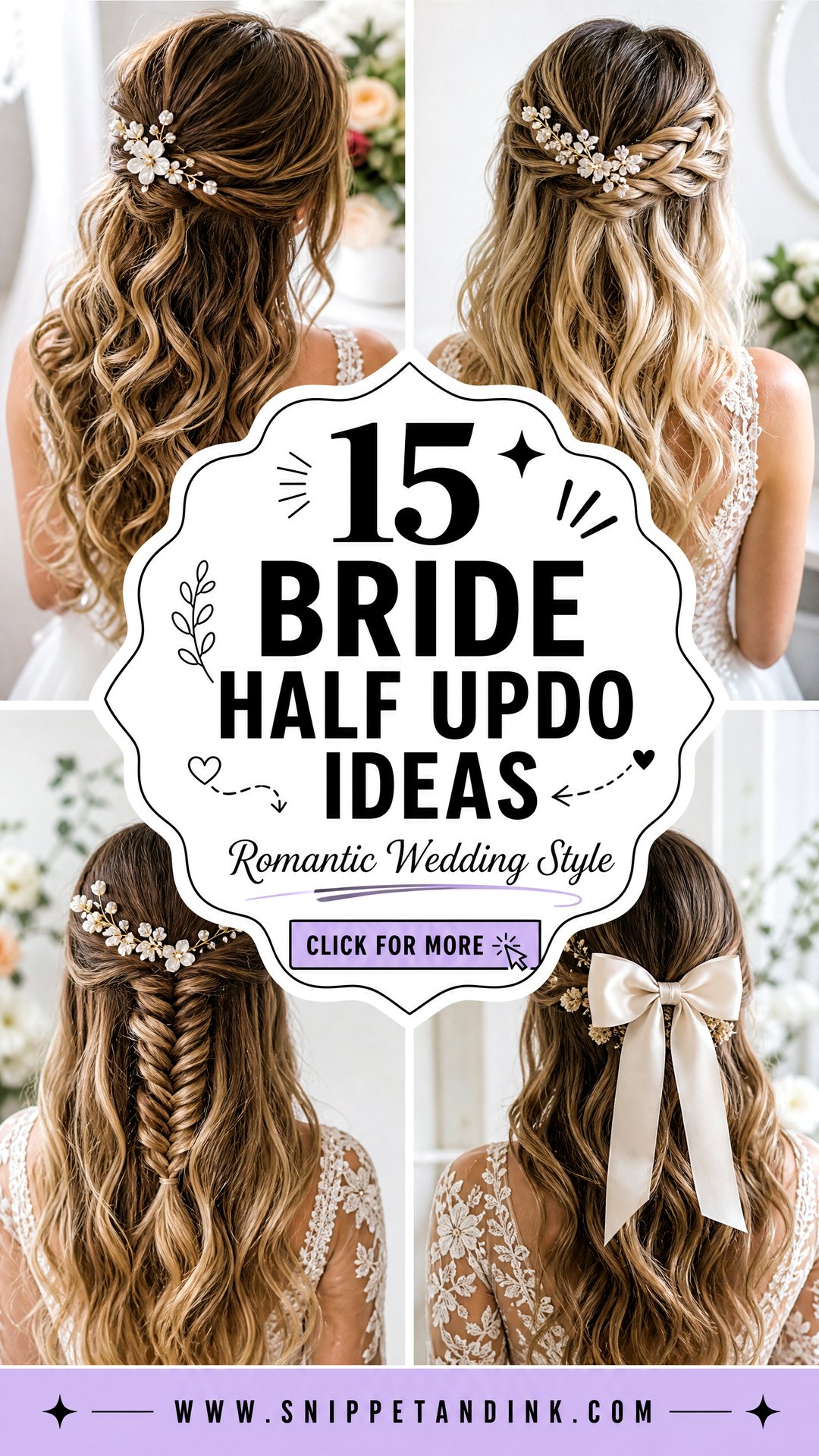 15 Bride Half Updo Ideas for Romantic Wedding Style - 15 Bride Half Updo Ideas for Romantic Wedding Style