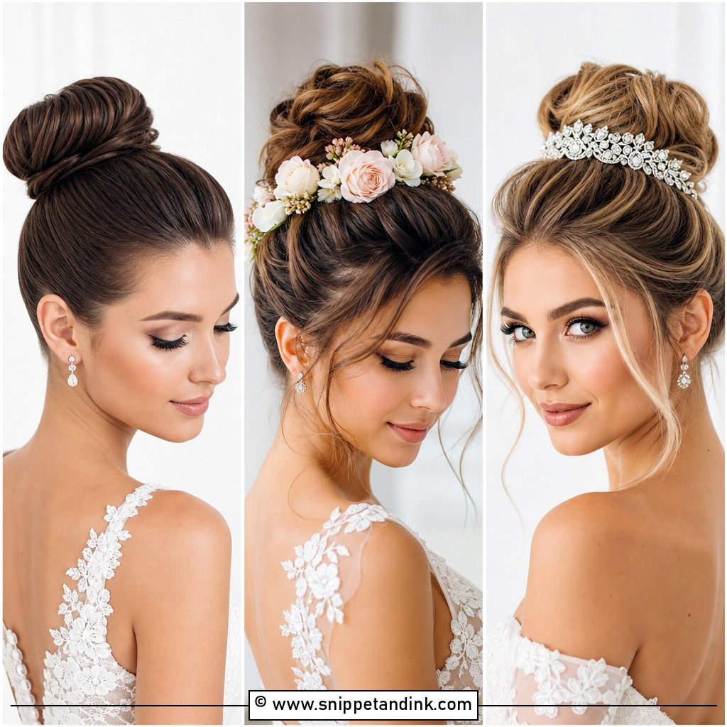 15 Bride High Bun Hairstyles for Elegant Wedding Glam
