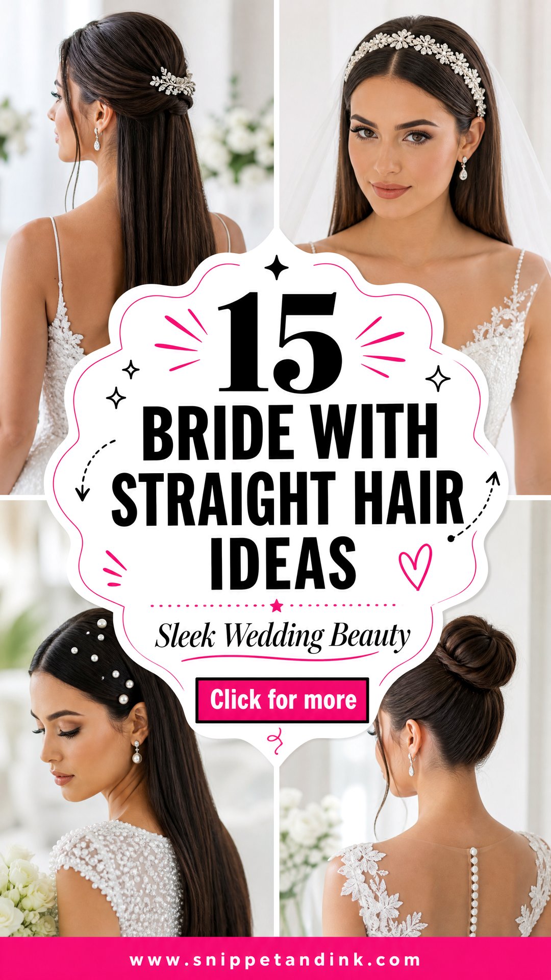 15 Bride with Straight Hair Ideas for Sleek Wedding Beauty - 15 Bride with Straight Hair Ideas for Sleek Wedding Beauty