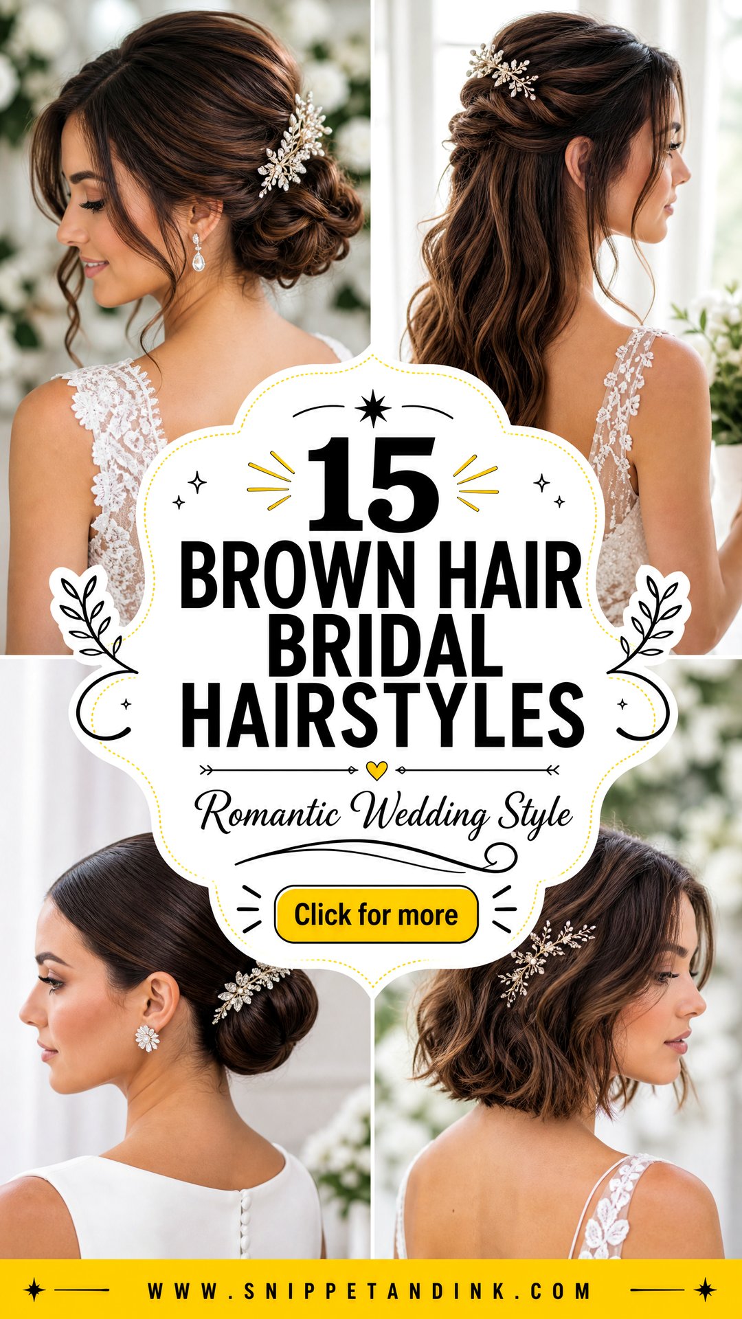 15 Brown Hair Bridal Hairstyles for Romantic Wedding Style - 15 Brown Hair Bridal Hairstyles for Romantic Wedding Style
