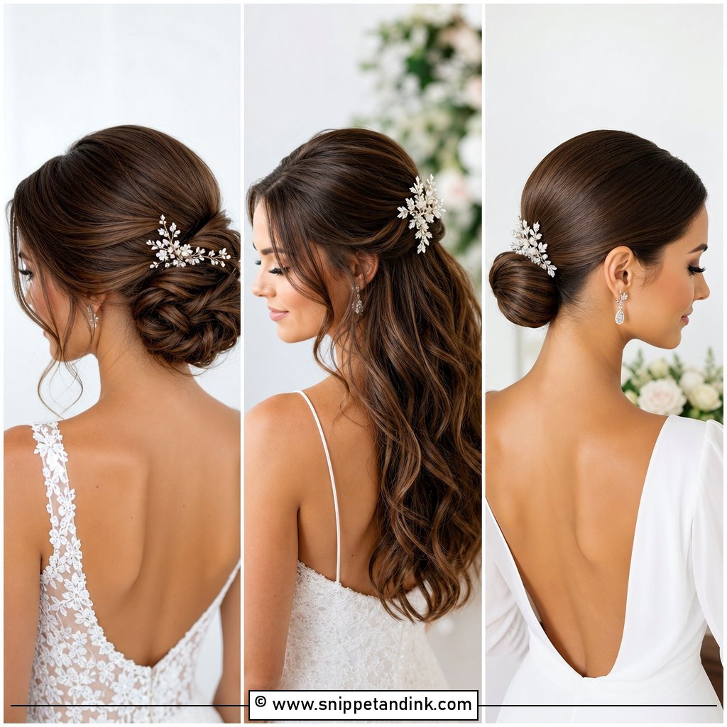15 Brown Hair Bridal Hairstyles for Romantic Wedding Style