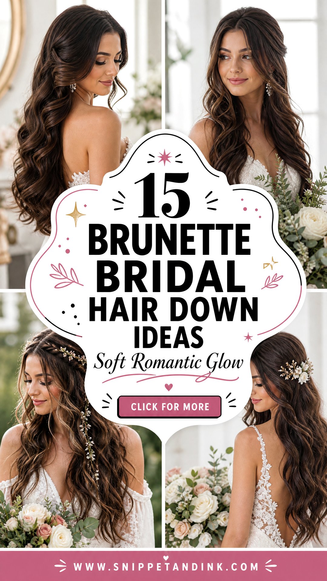 15 Brunette Bridal Hair Down Ideas for Soft Romance - 15 Brunette Bridal Hair Down Ideas for Soft Romance