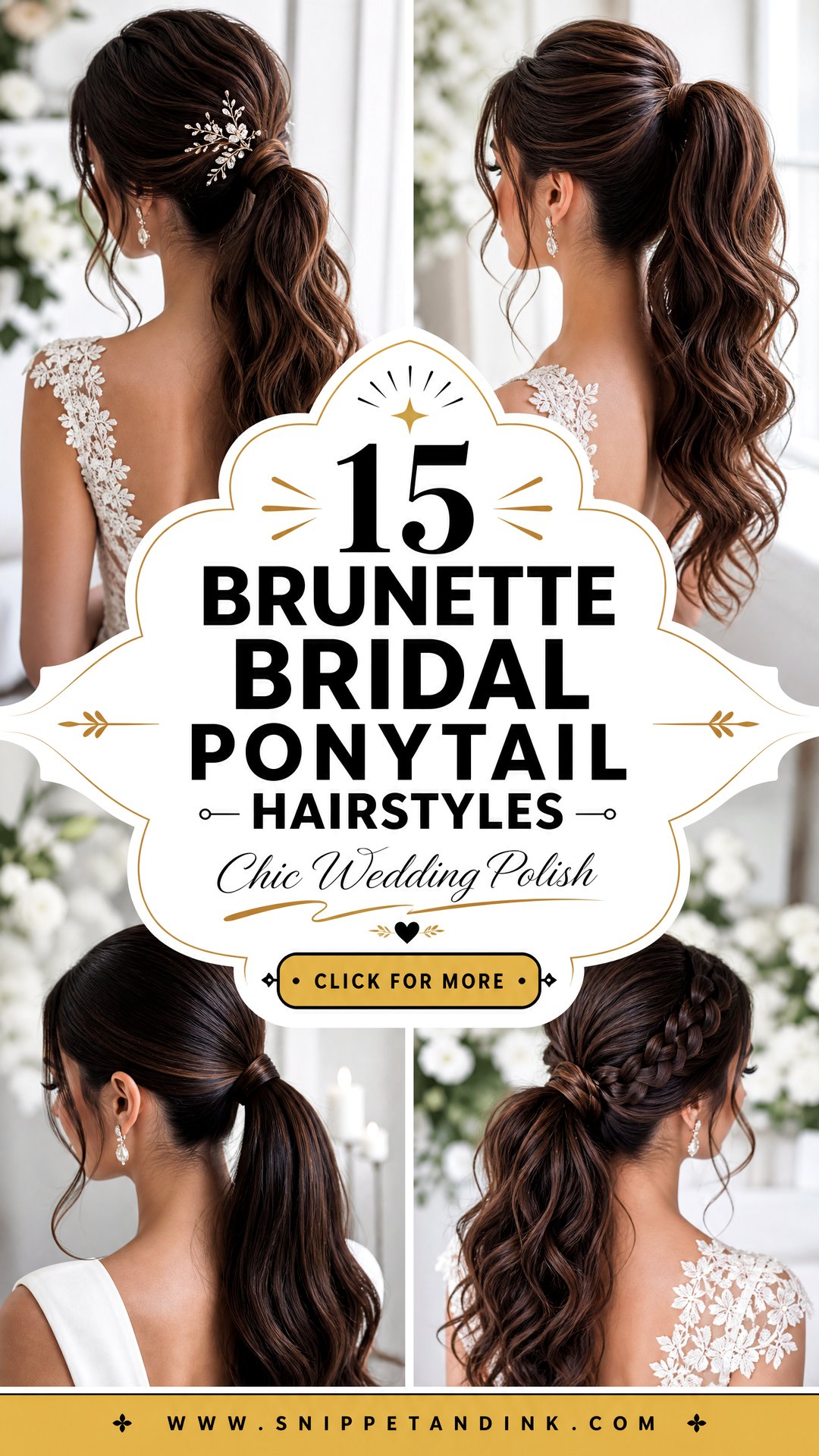 15 Brunette Bridal Ponytail Hairstyles for Chic Brides - 15 Brunette Bridal Ponytail Hairstyles for Chic Brides