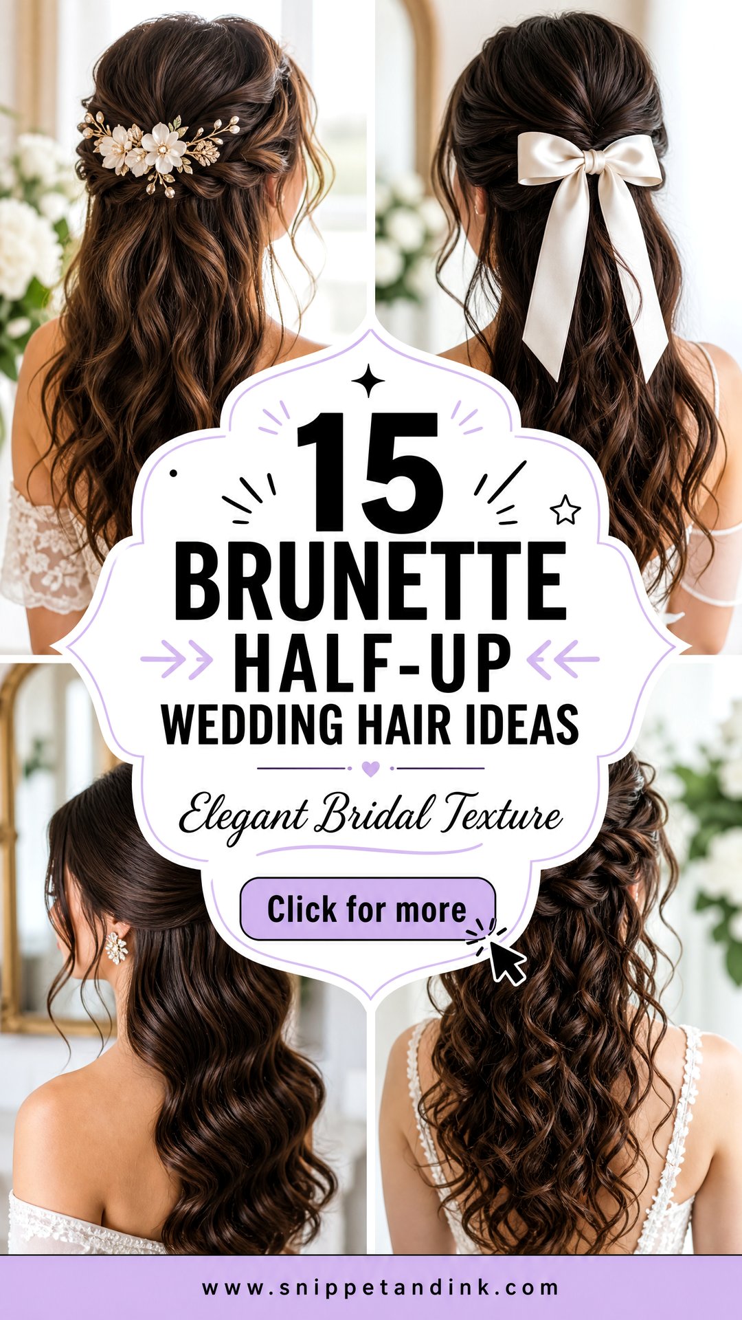 15 Brunette Half-Up Wedding Hair Ideas for Elegant Brides - 15 Brunette Half-Up Wedding Hair Ideas for Elegant Brides