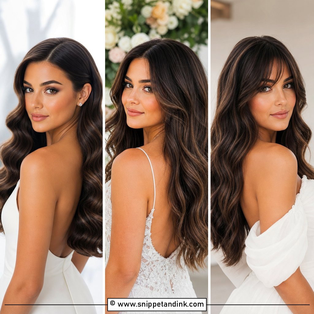 15 Brunette Wedding Hairstyles Down for Romantic Brides