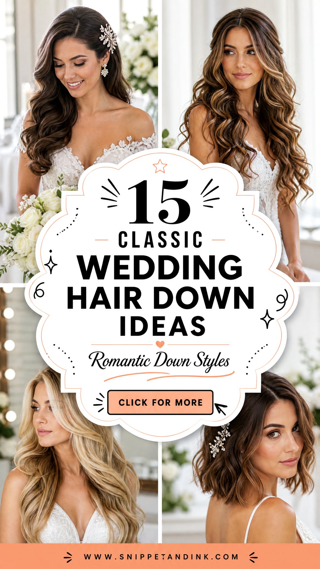 15 Classic Wedding Hair Down Ideas for Romantic Brides - 15 Classic Wedding Hair Down Ideas for Romantic Brides