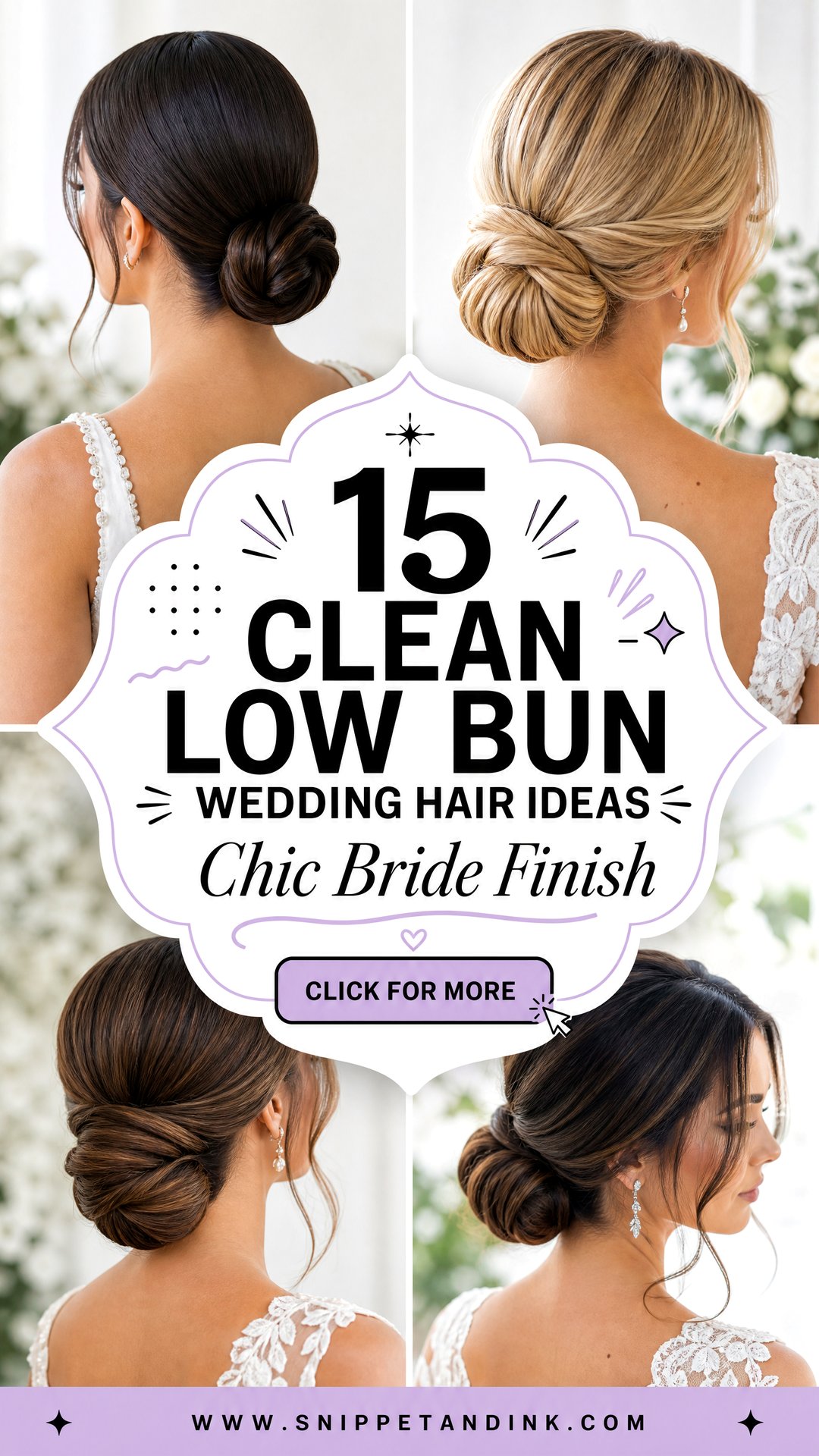 15 Clean Low Bun Wedding Hair Ideas for Chic Brides - 15 Clean Low Bun Wedding Hair Ideas for Chic Brides