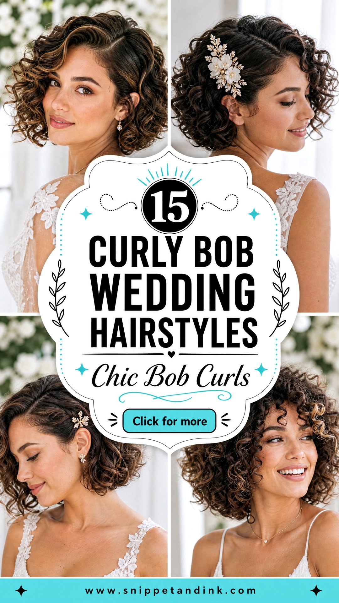 15 Curly Bob Wedding Hairstyles for Chic Brides - 15 Curly Bob Wedding Hairstyles for Chic Brides