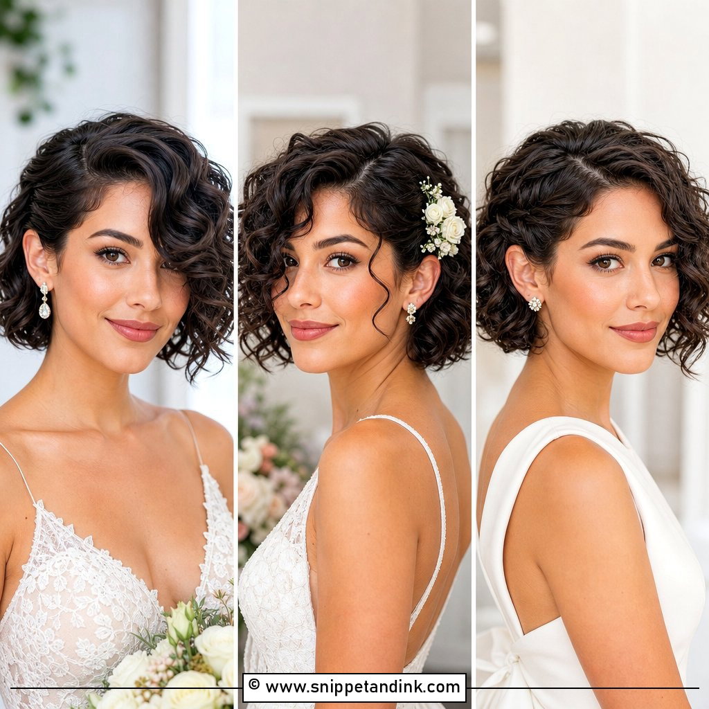 15 Curly Bob Wedding Hairstyles for Chic Brides